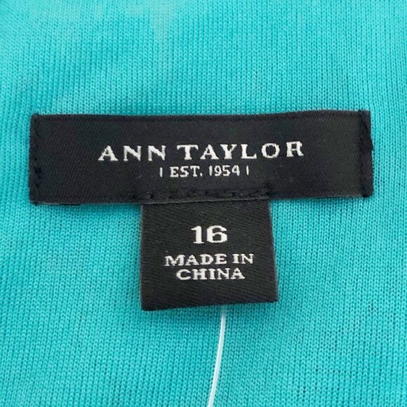 Ann Taylor Structured Peplum Blouse Capped Sleeves Size 16 NWT Turquoise Blue - Picture 6 of 11